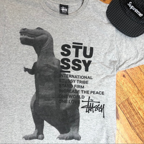 RARE Stussy grey  T Rex tee shirt used medium - Picture 2 of 6